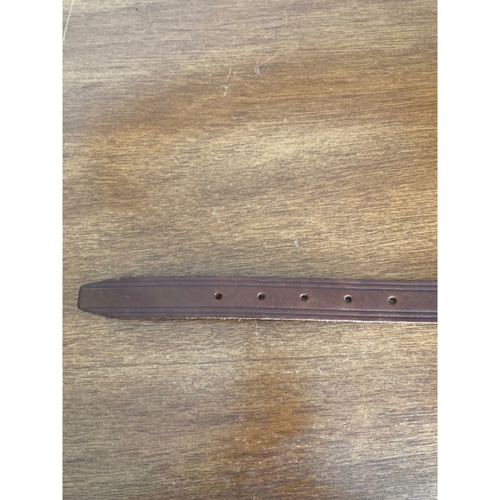 Lauren Ralph Lauren Brown Italian Leather Belt Brass Buckle LRL Logo Cognac L - Picture 10 of 12